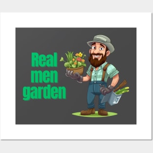 Cartoon design of a male gardener with humorous saying Posters and Art